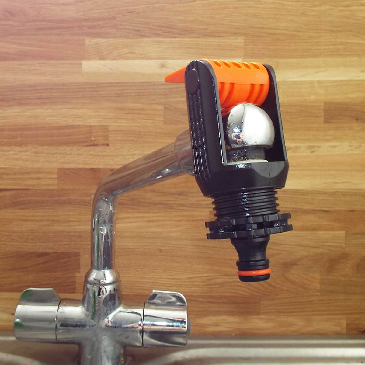 Bradas Kitchen Tap to Hose Adapter – Orange Lever Clamp