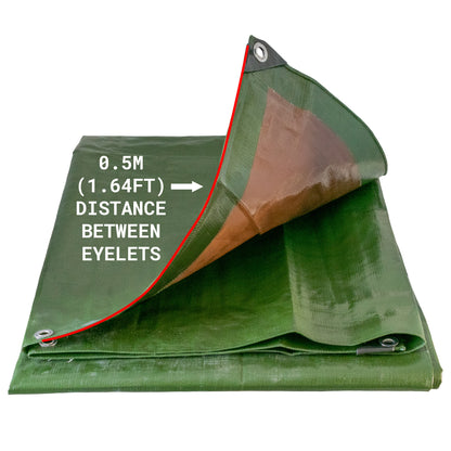 200gsm Green/Brown L-Grade Tarpaulin – 8m × 12m