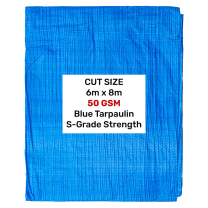 Blue 50gsm Tarpaulin 6m x 8m