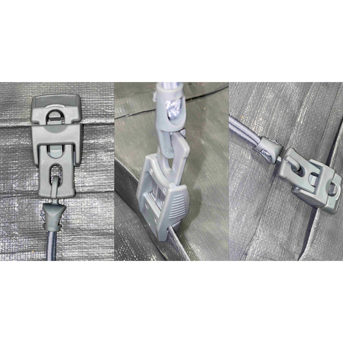 Grey Slide-Lock Tarpaulin Clips – Pack of 10 or 500
