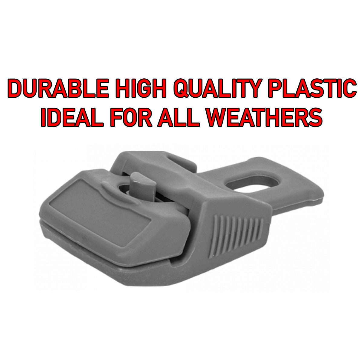 Grey Slide-Lock Tarpaulin Clips – Pack of 10 or 500