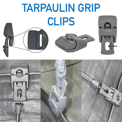 Grey Slide-Lock Tarpaulin Clips – Pack of 10 or 500