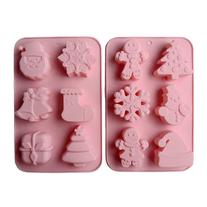 6 Shape Christmas Festive Cake Mold Tray