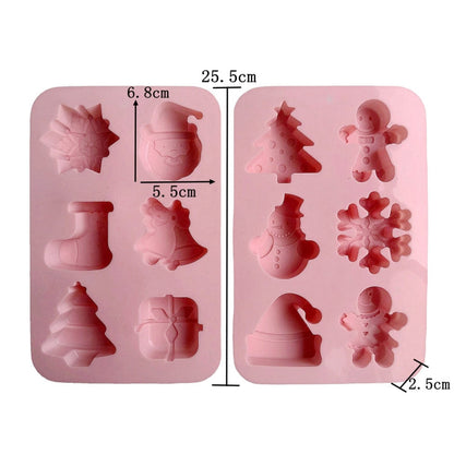 6 Shape Christmas Festive Cake Mold Tray