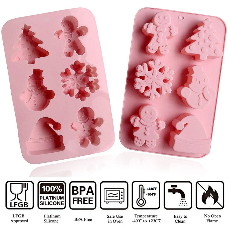 6 Shape Christmas Festive Cake Mold Tray