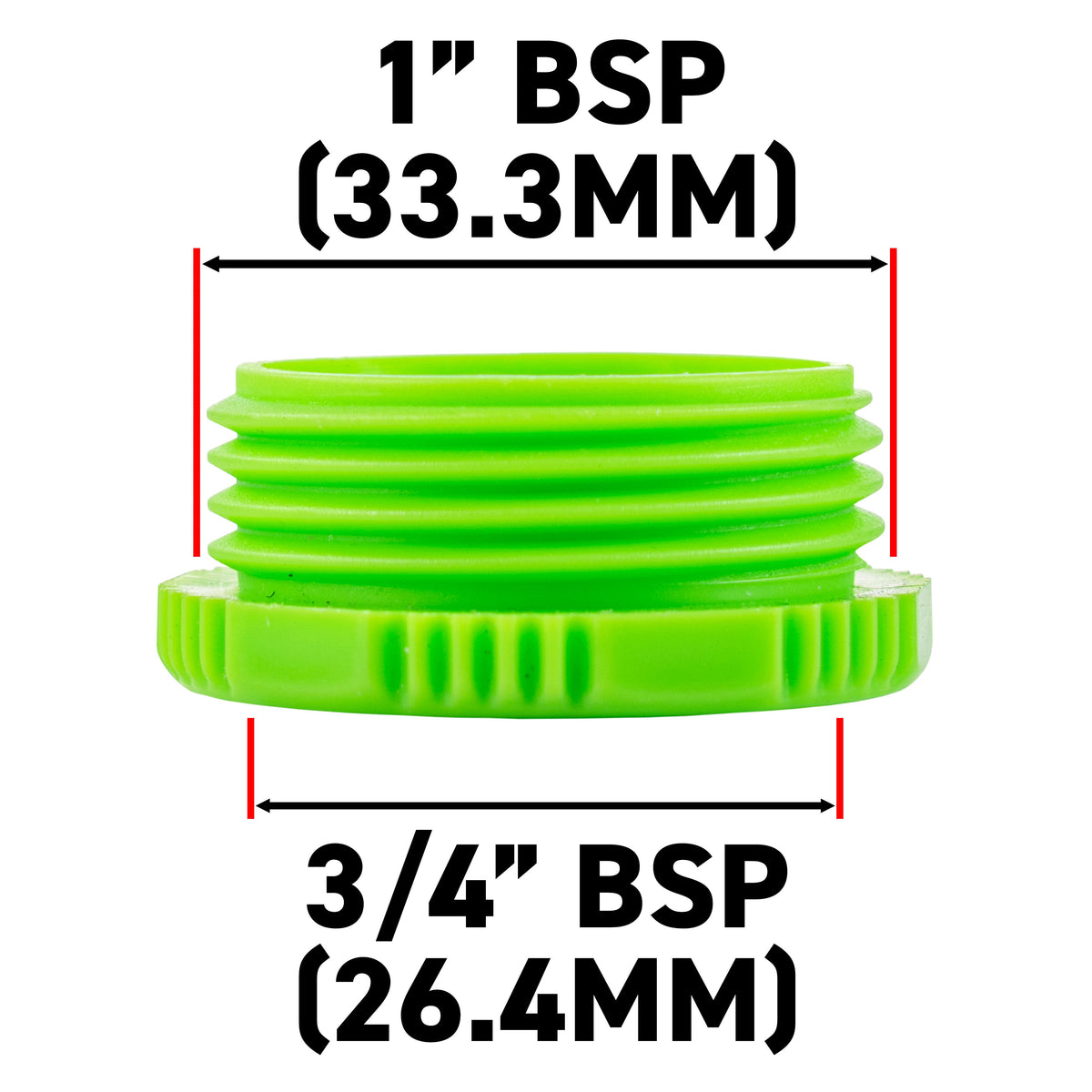 Female Tap Connector 1″ / ¾″ BSP – Lime & Grey