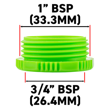 Female Tap Connector 1″ / ¾″ BSP – Lime & Grey