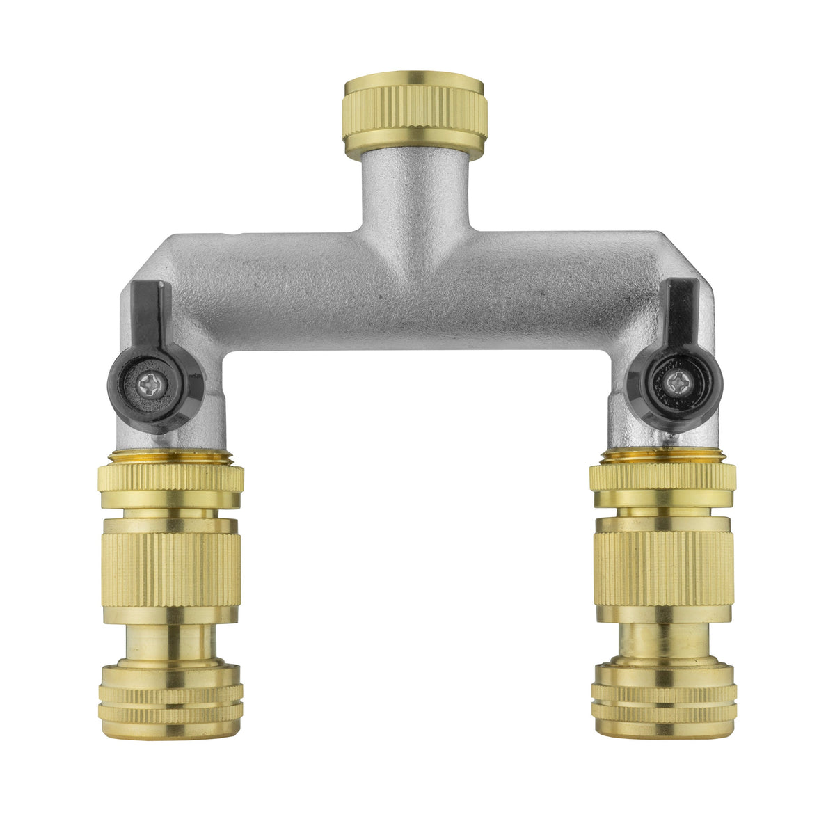 Two-Way Brass Tap Splitter Kit – ¾″ BSP to ½″ Hose