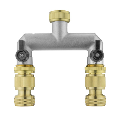 Two-Way Brass Tap Splitter Kit – ¾″ BSP to ½″ Hose