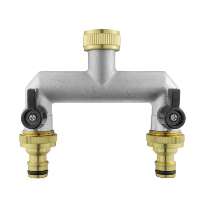 Two-Way Brass Tap Splitter Kit – ¾″ BSP to ½″ Hose