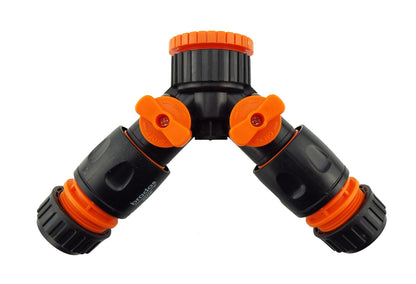 Two-Way Valved Hose Splitter Kit with Three Hose Sockets