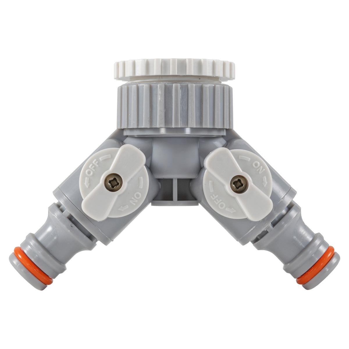 Grey/White Two-Way Tap Splitter – 1″ or ¾″ BSP Female