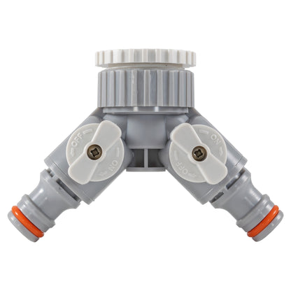 Grey/White Two-Way Tap Splitter – 1″ or ¾″ BSP Female