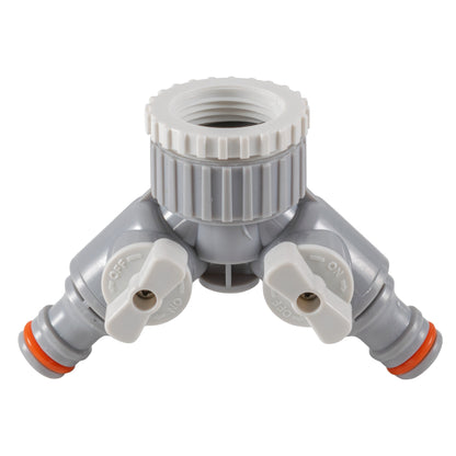 Grey/White Two-Way Tap Splitter – 1″ or ¾″ BSP Female