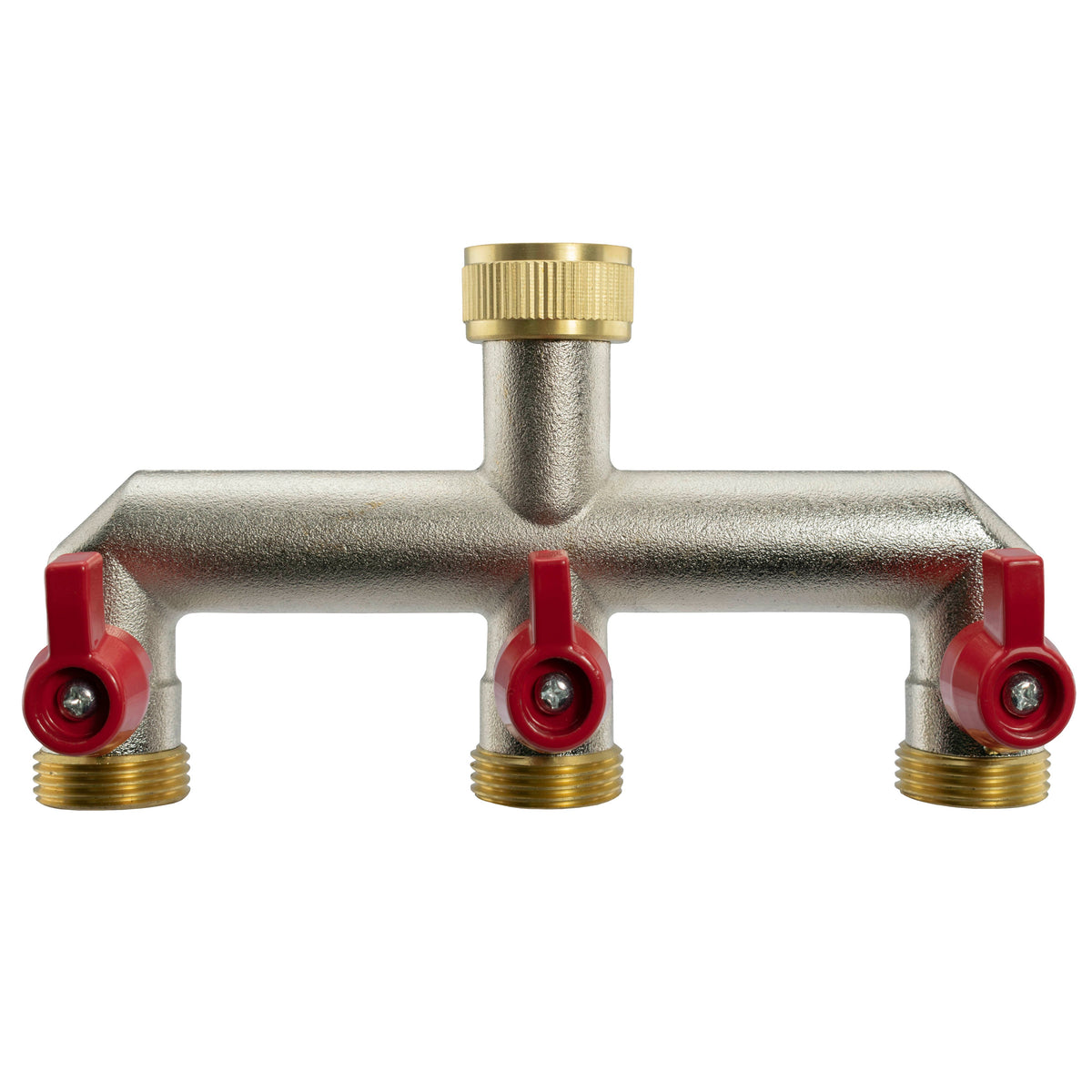 Three-Way Brass Tap Splitter Kit – ¾″ BSP to ½″ Hose