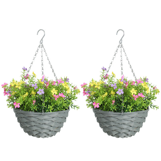 Set of 2 Artificial Hanging Cosmos Flowers - Multi-Coloured