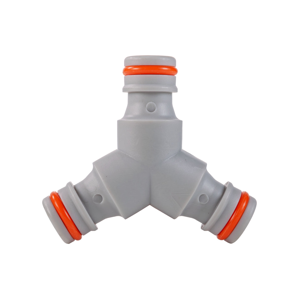 Three-Way Male Quick-Connect Hose Junction – Grey/White