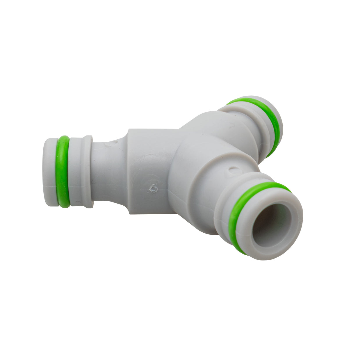 Three-Way Male Quick-Connect Hose Junction – Grey/Lime