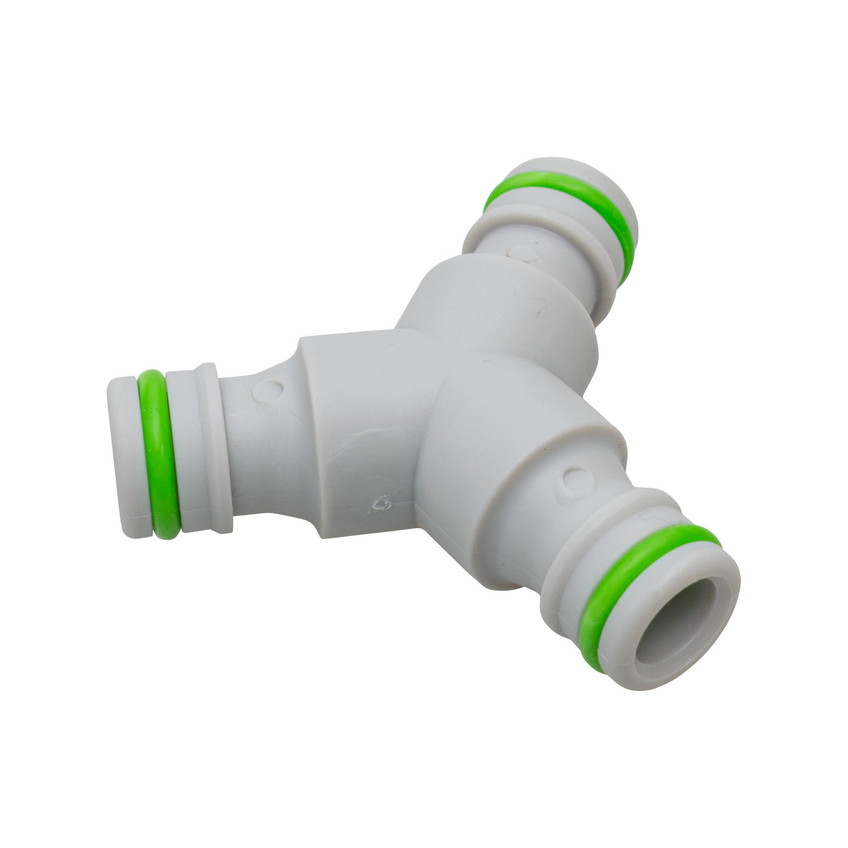 Three-Way Male Quick-Connect Hose Junction – Grey/Lime