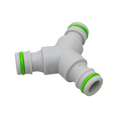 Three-Way Male Quick-Connect Hose Junction – Grey/Lime