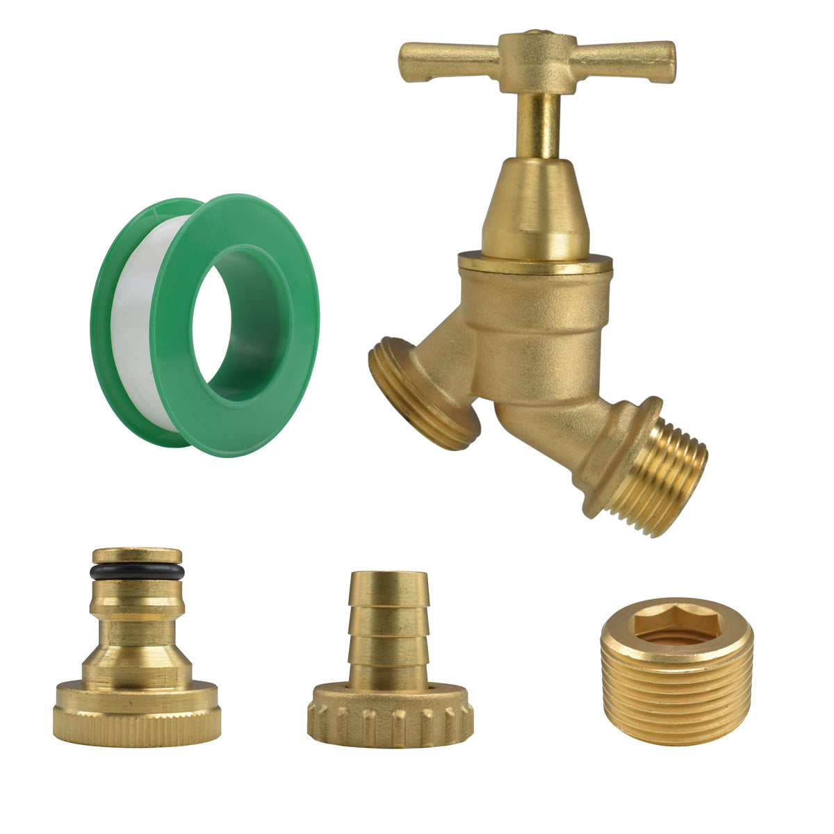 Brass Bib Garden Tap Kit – ½″ / ¾″ BSP Inlet