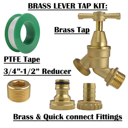 Brass Bib Garden Tap Kit – ½″ / ¾″ BSP Inlet
