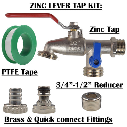 Double-Lever Metal Garden Tap Kit – ½″ / ¾″ BSP Inlet