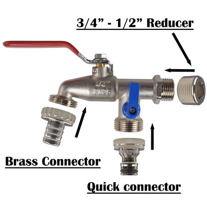 Double-Lever Metal Garden Tap Kit – ½″ / ¾″ BSP Inlet