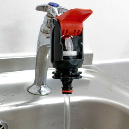 Kitchen Tap to Hose Adapter – Red Lever Clamp