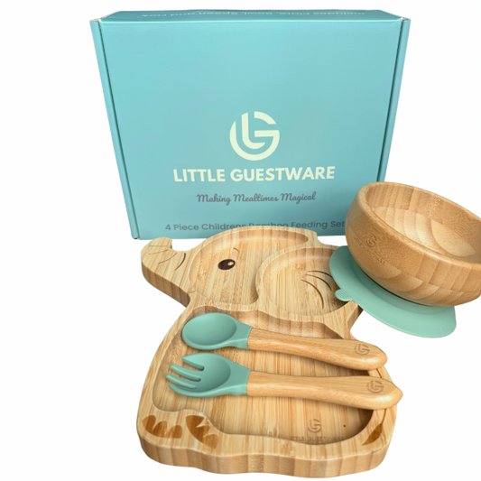 Elephant Bamboo Feeding Essentials - Plate, Bowl, Spoon & Fork Gift Set