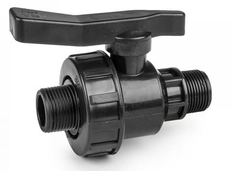 ¾″ BSP Male/Male Full-Flow Single-Union Ball Valve; supplied product design shown.