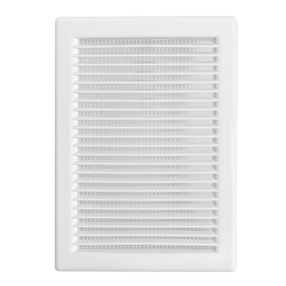 White Dospel DL/140×210 RW LUX ventilation grille with louvred front and fly mesh.