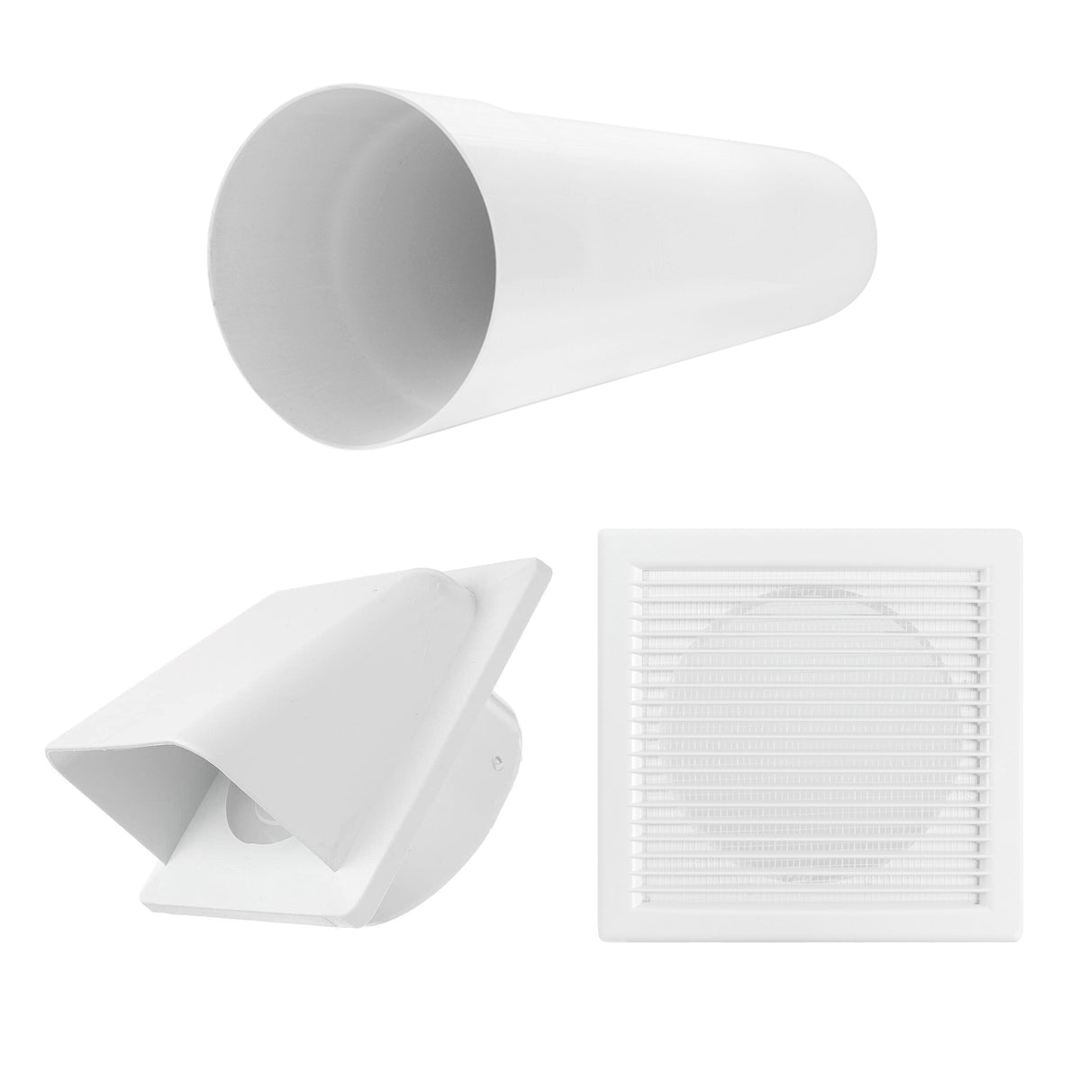 100mm Through-Wall Vent Kit – DL/100 LUX, White Outer Hood