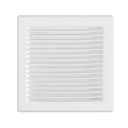 White Dospel DL/135 RW LUX ventilation grille with louvred front and fly mesh.