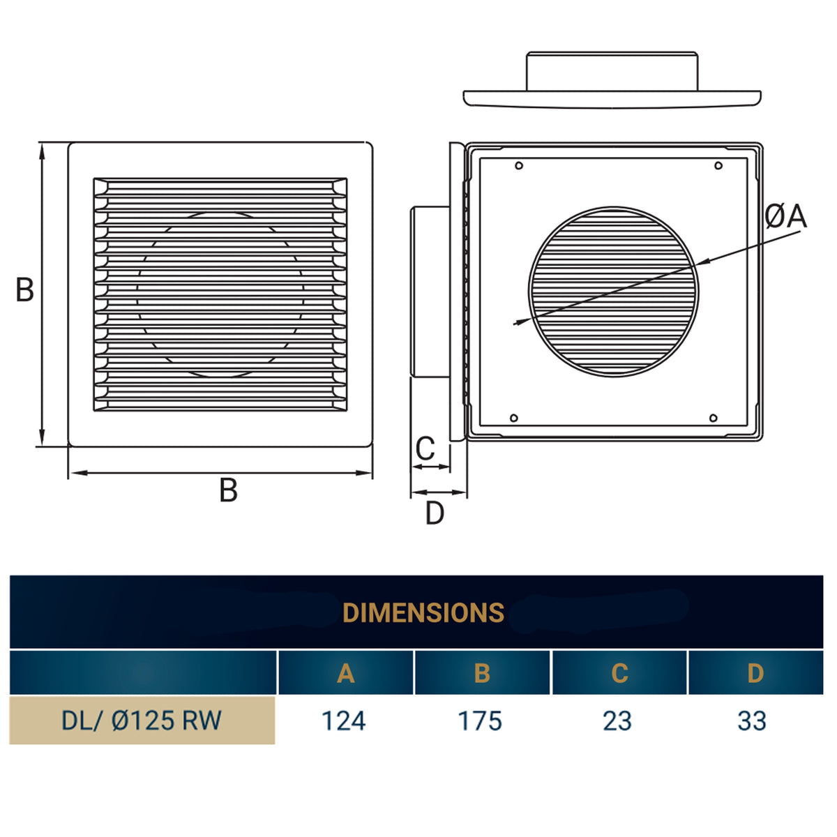Dospel DL/125 RW LUX Louvre Vent with Fly Mesh – White
