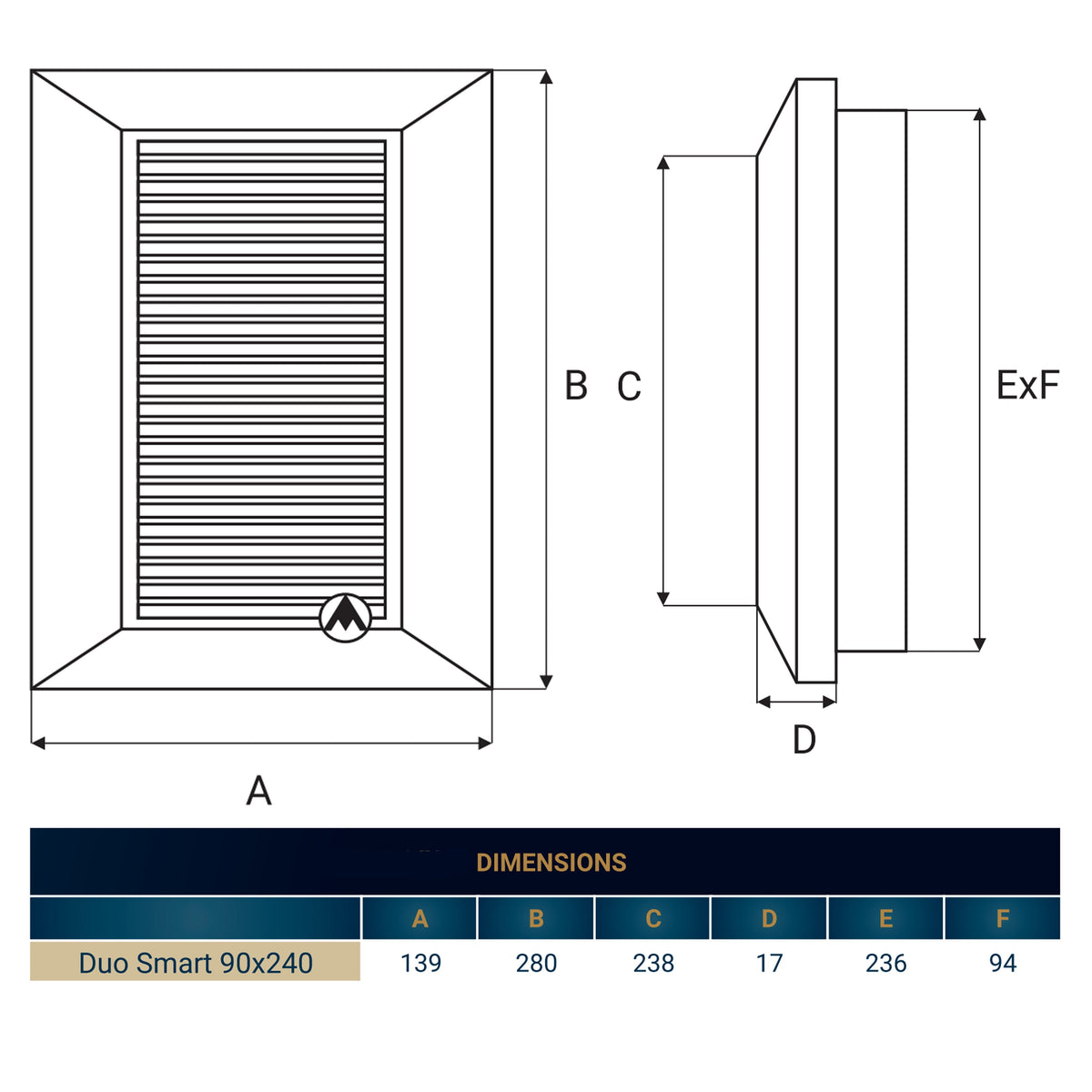 Dospel Duo Smart 90×240 Louvre Vent with Fly Mesh – White