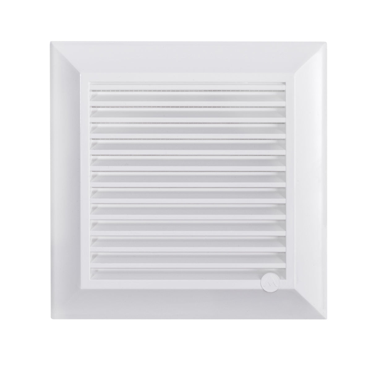 White Dospel Duo Smart 135 ventilation grille with louvred front and fly mesh.