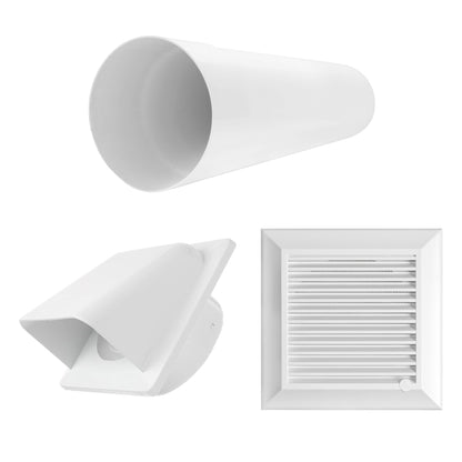 100mm Through-Wall Vent Kit – Duo Smart, White Outer Hood
