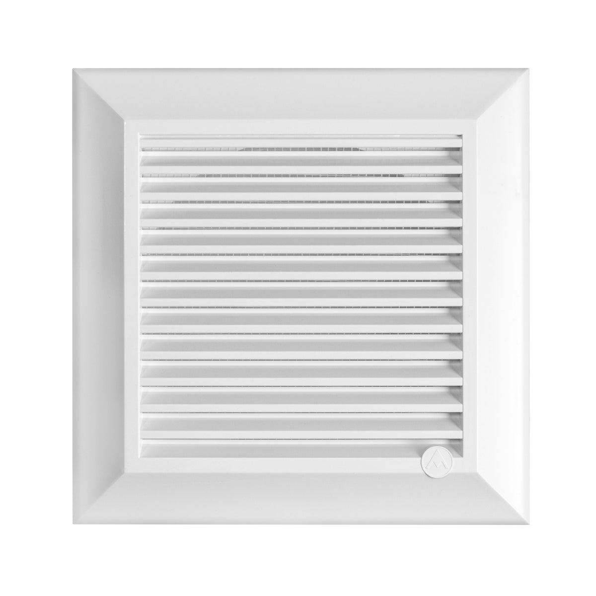 White Dospel Duo Smart Ø100 ventilation grille with louvred front and fly mesh.