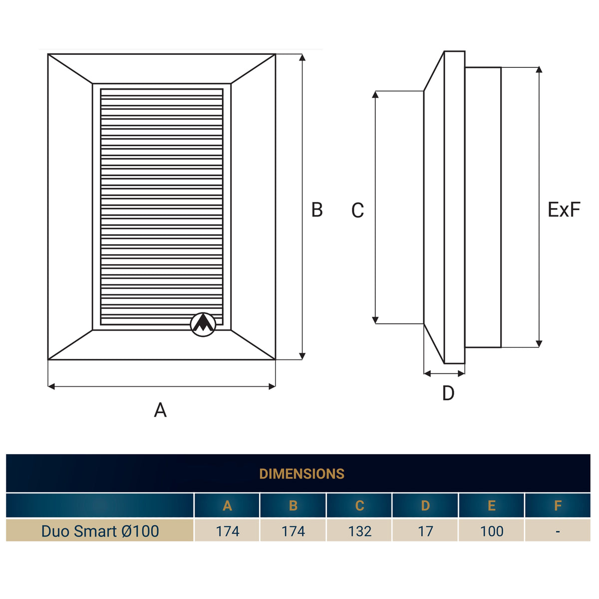 Dospel Duo Smart Ø100 Louvre Vent with Fly Mesh – White