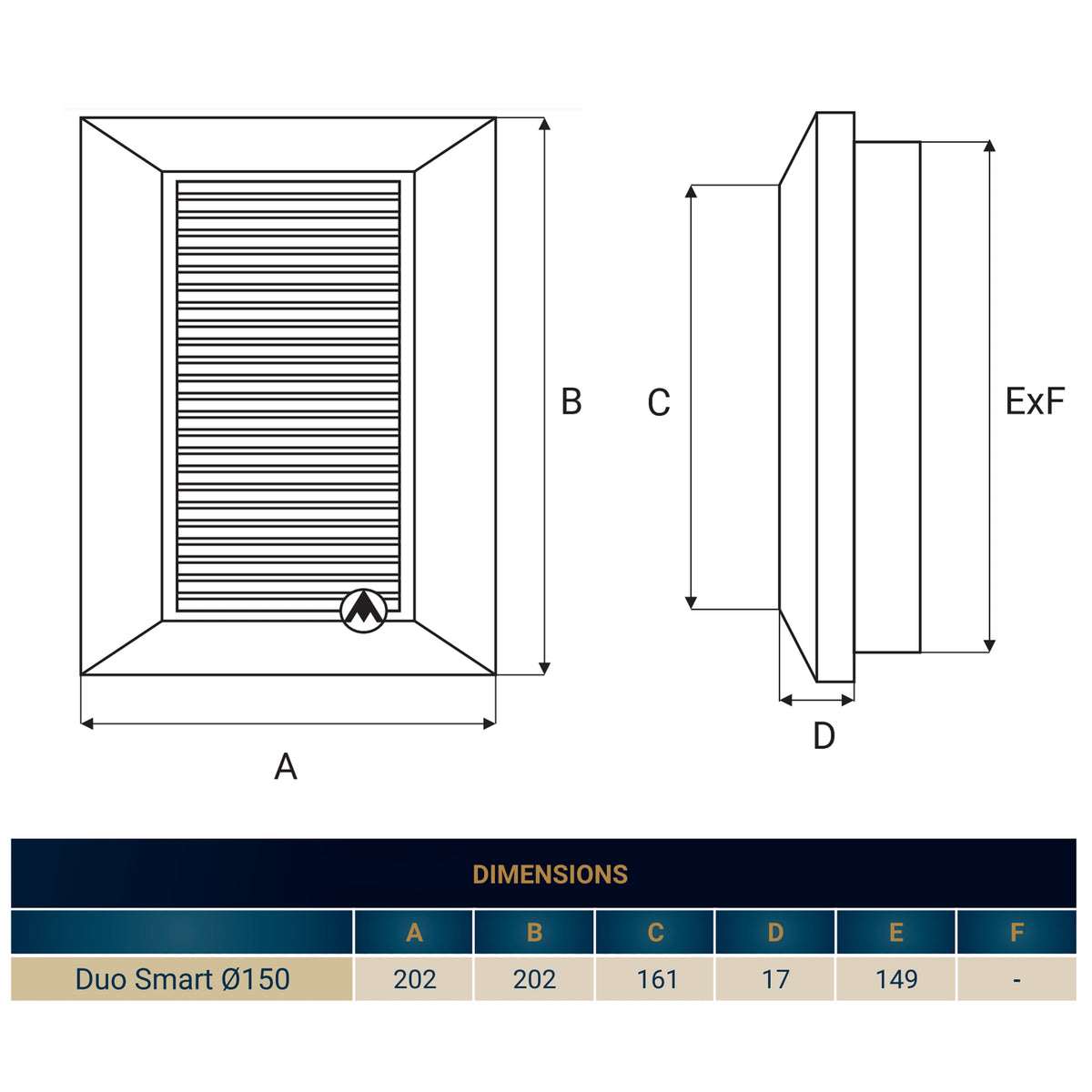 Dospel Duo Smart Ø150 Louvre Vent with Fly Mesh – White