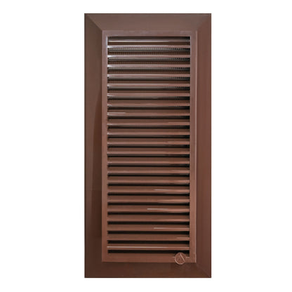 Brown Dospel Duo Smart 90×240 ventilation grille with louvred front and fly mesh.