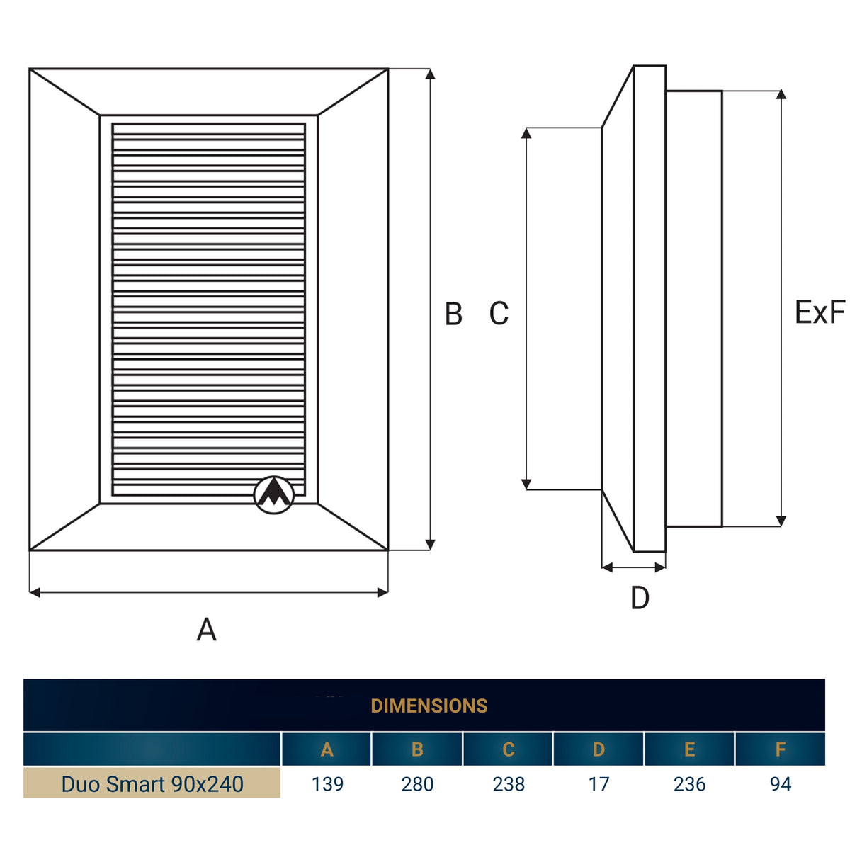 Dospel Duo Smart 90×240 Louvre Vent with Fly Mesh – Brown