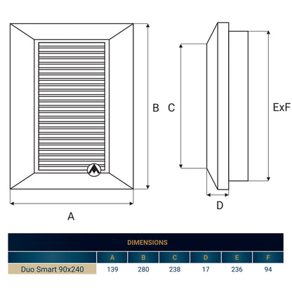 Dospel Duo Smart 90×240 Louvre Vent with Fly Mesh – Brown