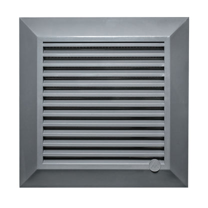 Graphite Dospel Duo Smart 135 ventilation grille with louvred front and fly mesh.