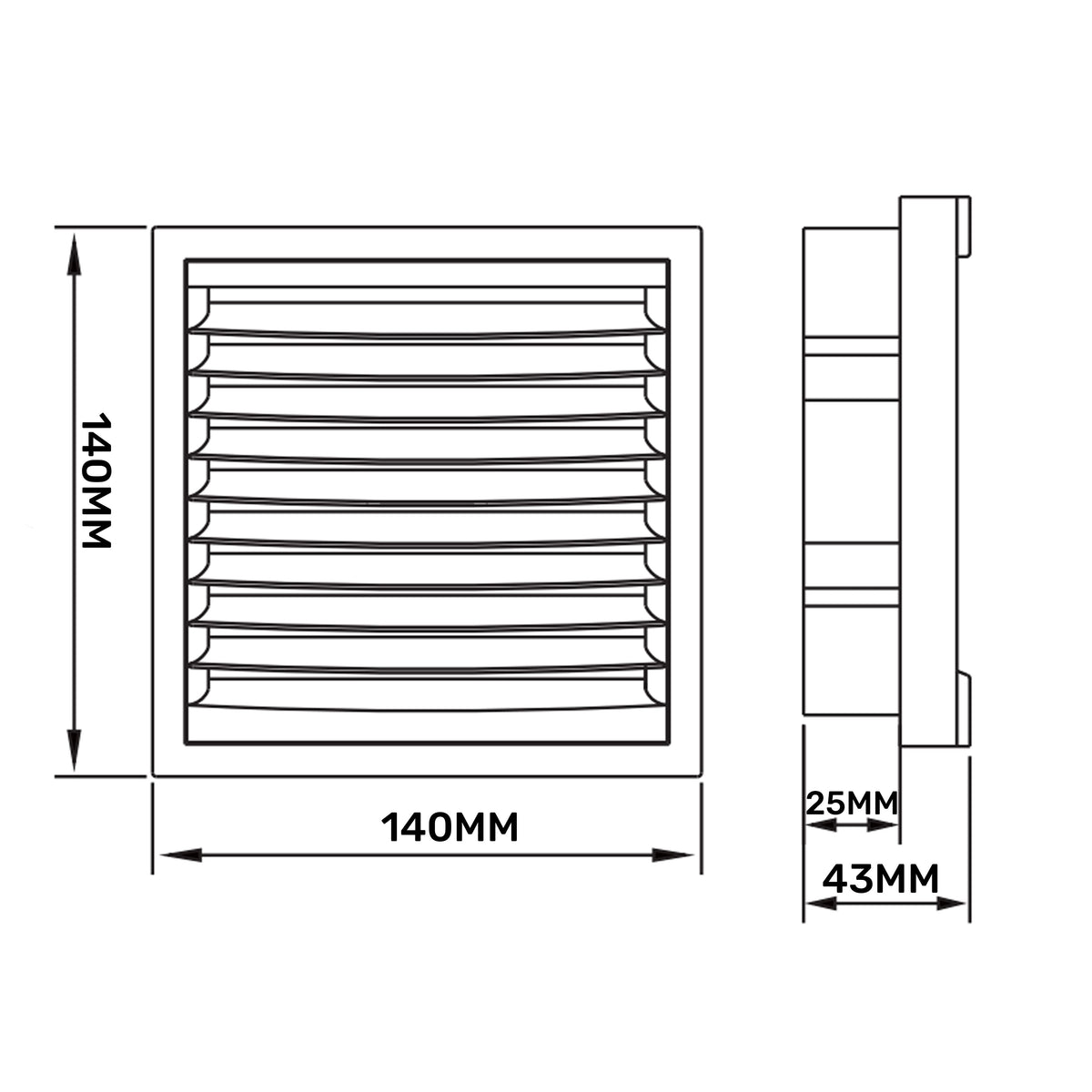 Dospel KR100/125 Louvre Vent with Fly Mesh – White