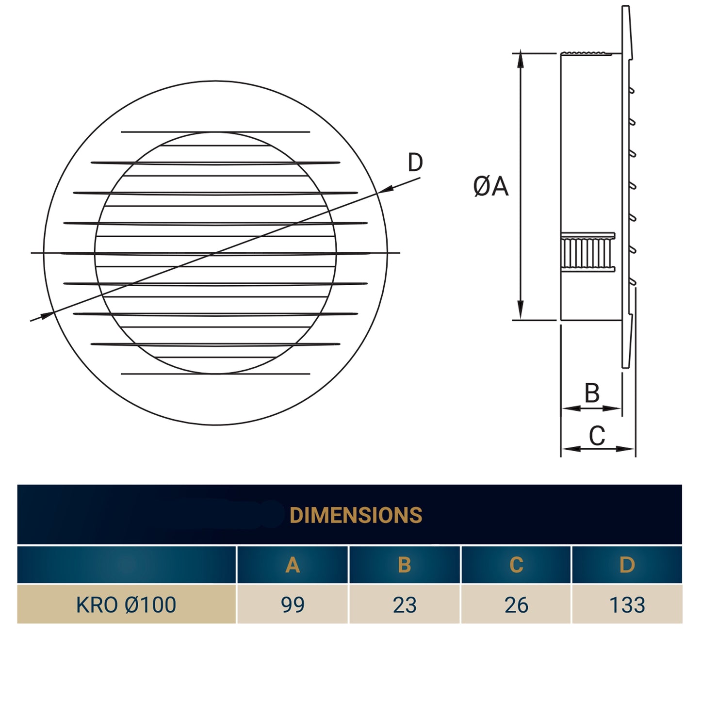 Louvre Vent KRO 100 With Fly Mesh