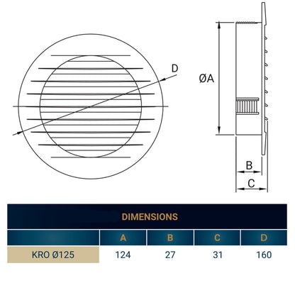 Louvre Vent KRO 125 With Fly Mesh