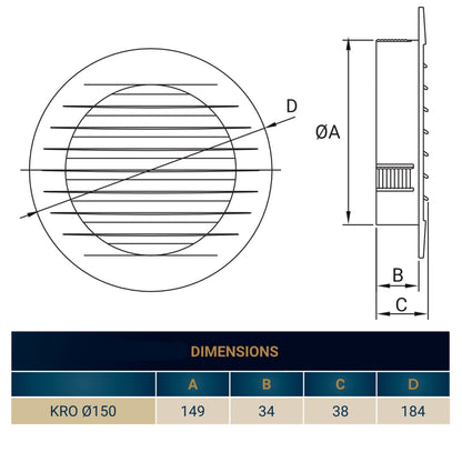 Louvre Vent KRO 150 With Fly Mesh