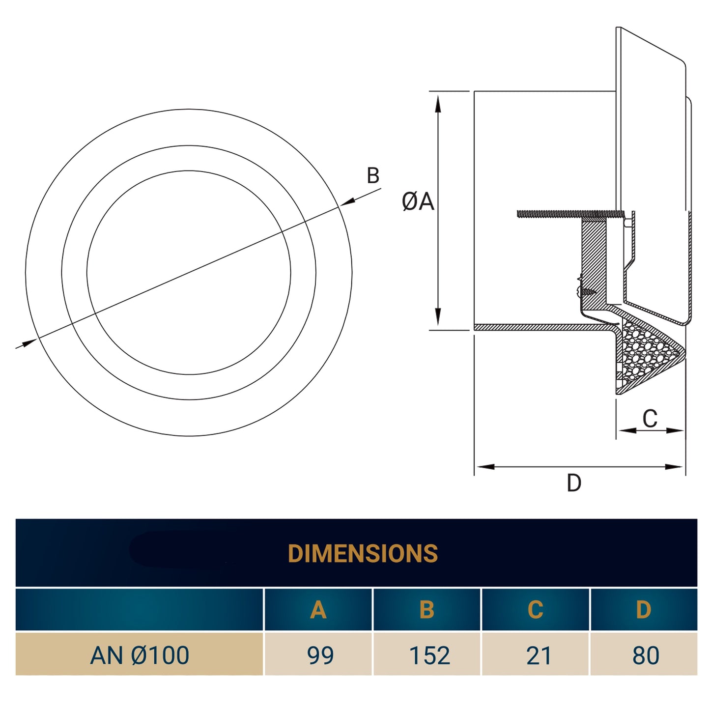 White ABS Extract Ceiling Valve 100mm